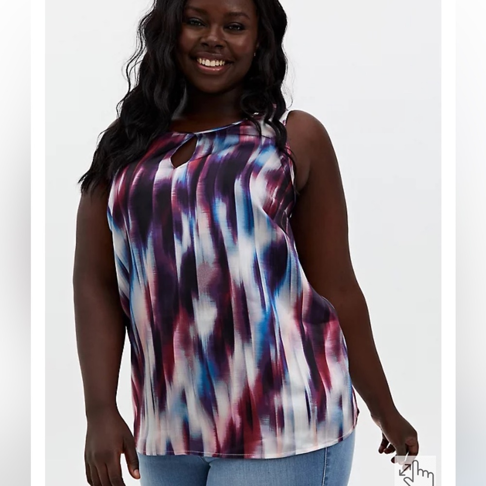 TORRID Multi Tie-Dye Stripe Shine Gauze Swing Tank